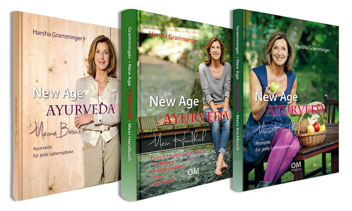 harsha-gramminger-buecher-NAA-3-baende Drei Bücher über New Age Ayurveda von Dr. Harsha Gramminger
